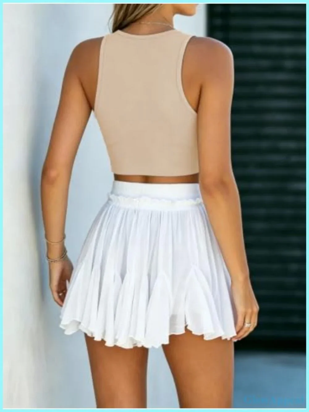 Women's Linen High Waist Pleated Skort with Pockets | Flowy Ruffle Boho Mini